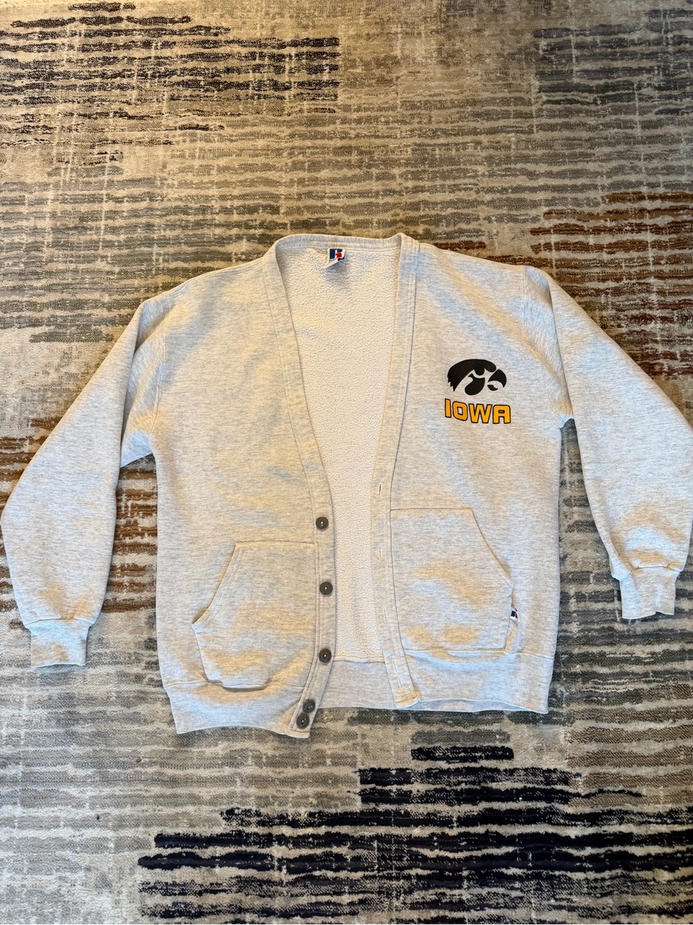 Russell Athletic Iowa Light Gray Kids Cardigan with Logo